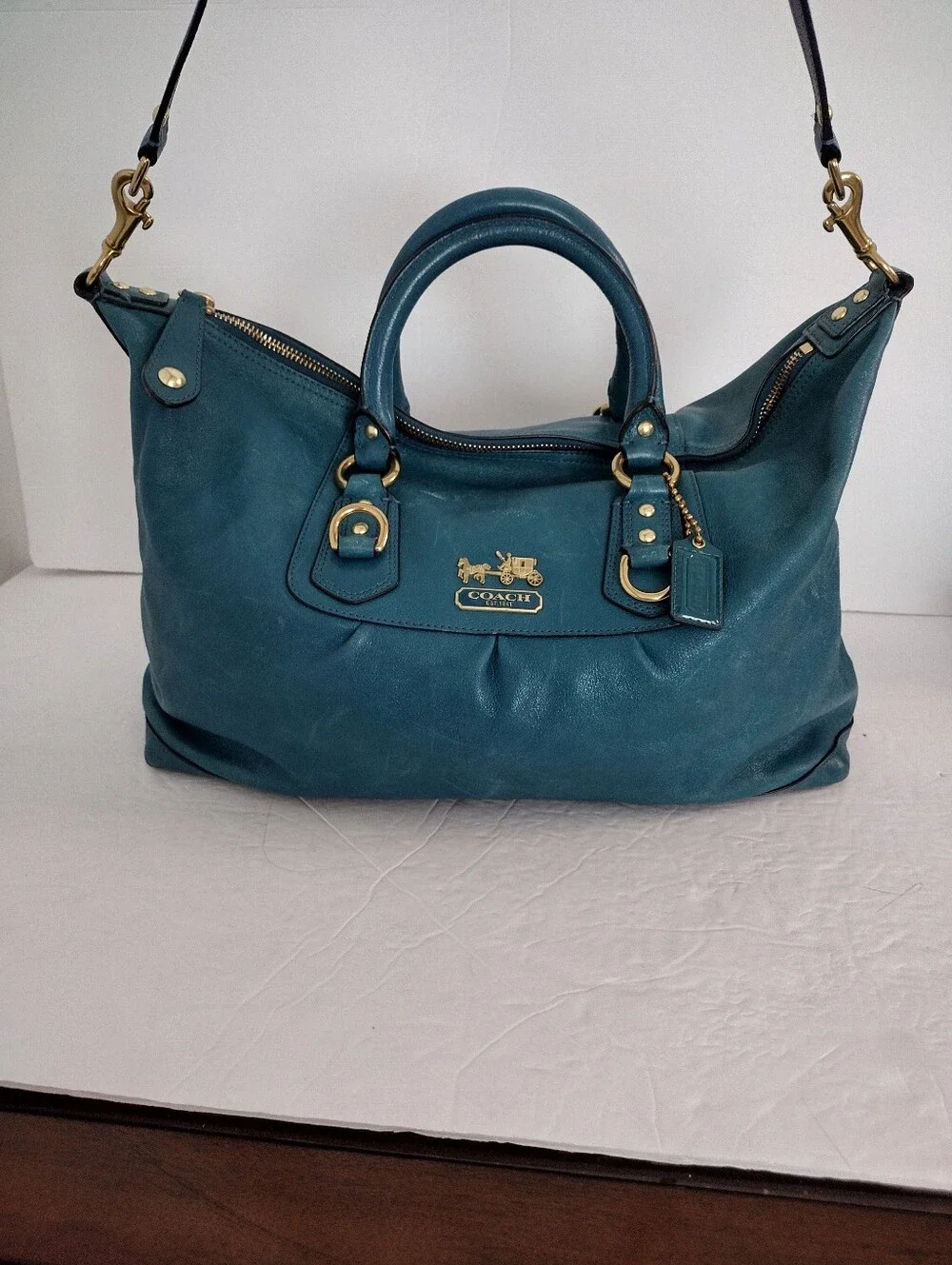 Vintage Y2K Coach Madison Sabrina Satchel Bag And Wallet Set Teal 12949 Rare